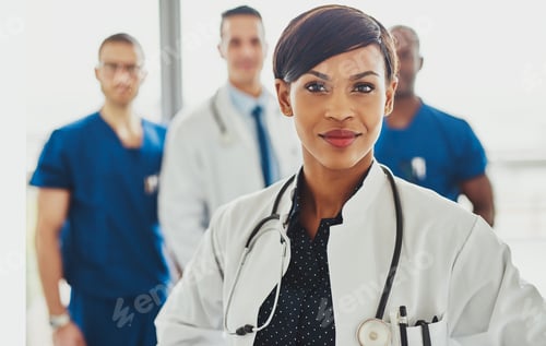 Preview: Black female doctor leading medical team
