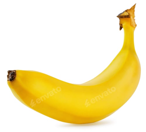 Bright Yellow Banana Isolated on White Background