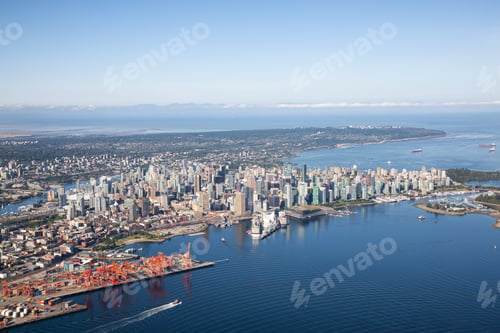 Preview: Aerial view of Downtown City, Port and Harbour in Vancouver
