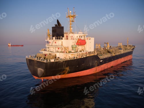 Preview: Large general cargo ship tanker bulk carrier, Top down aerial view.