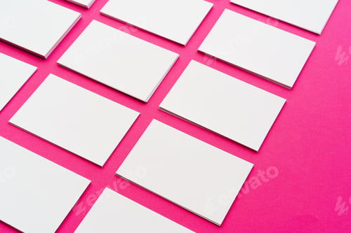Preview: Mock-up on pink background. Businesscards with copy space
