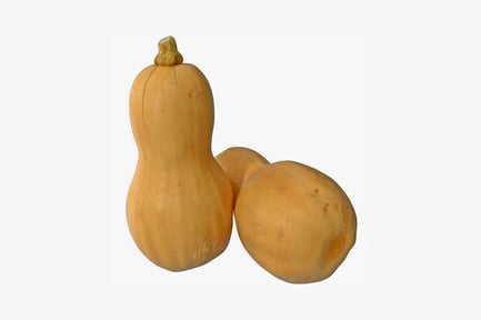 Preview: Two butternut squash, whole and halved