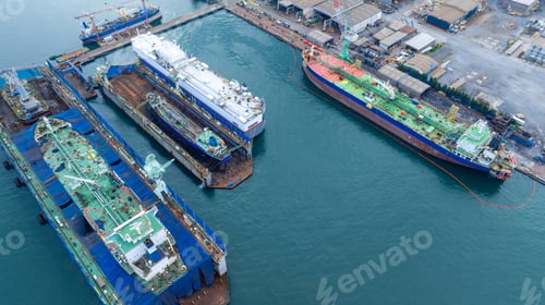 Preview: Oil tanker ship at dry dock concept maintenance service. working at dry dock. Insurance