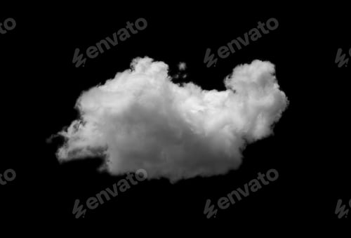 Preview: White fluffy clouds isolated on black background