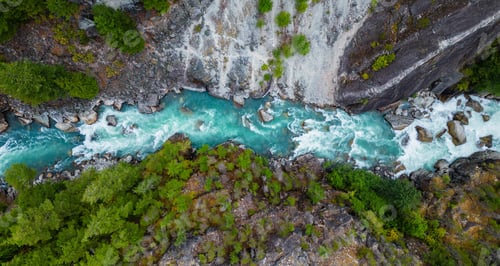 Preview: River in a Rocky Mountain Canyon. British Columbia, Canada. Aerial Nature Background