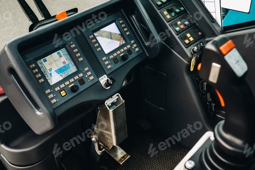 Preview: The control panel of the crane in the driver's cabin of the automobile crane