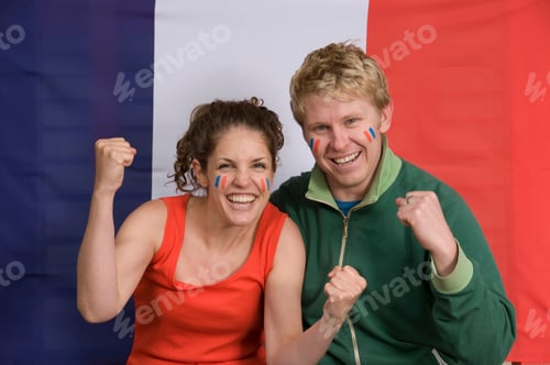 Preview: Couple smiling with French flag