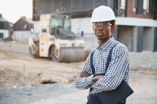 Preview: African american construction worker protecting himself on site