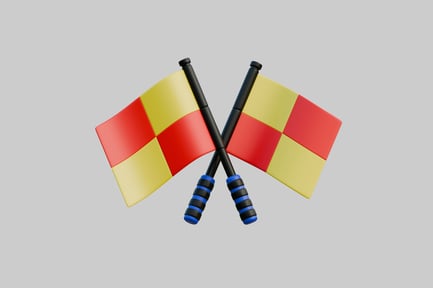 Visualização: Bandeiras cruzadas do árbitro assistente de futebol