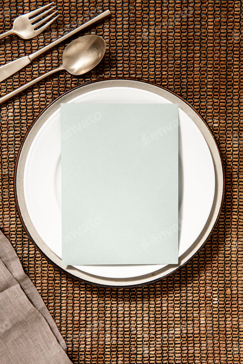 Preview: Blank restaurant menu on plate