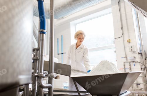 Preview: woman working at ice cream factory conveyor