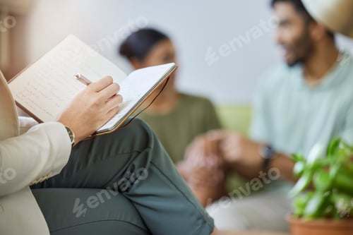 Preview: Writing, divorce and marriage counseling with couple and therapist for communication, healing and r