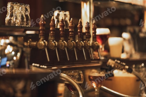 Preview: Beer taps in a restaurant