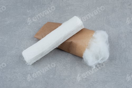 Preview: Medical cotton wool on gray background