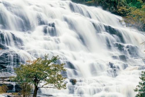 Preview: Beautiful waterfall in lush tropical green forest. Nature landscape. Mae Ya Waterfall in Chiangmai