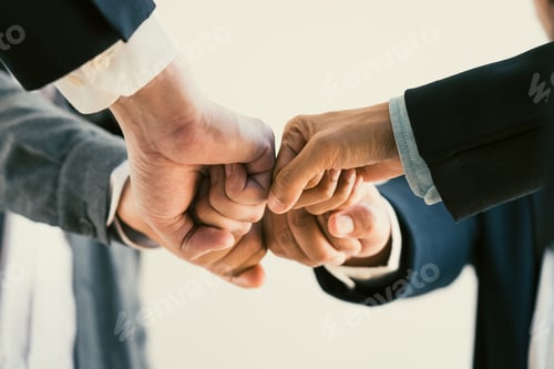 Preview: Teamwork, team building, responsibility and equal opportunities. Hand holding together