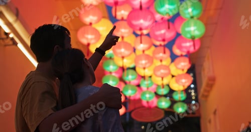 Preview: Asian couple look at the chinese lantern together