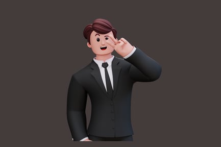 Preview: Man in suit gesturing silence