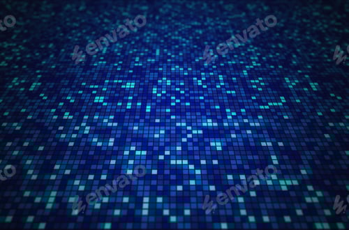 Preview: Blue mosaic tile pattern background in technology concept. 3d illustration.