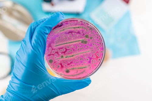 Preview: Examine bacteria in petri dishes in the laboratory. Selective focus.