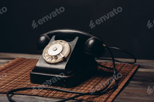 Preview: retro telephone office communication technology close-up studio