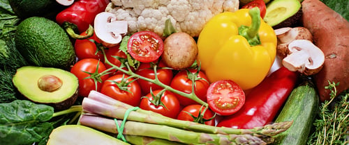 Preview: various vegetables isolated on white background.