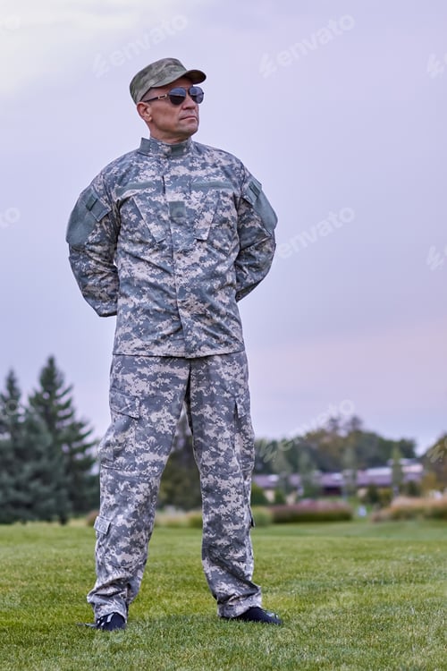 Preview: Shot of masculine military army commander.