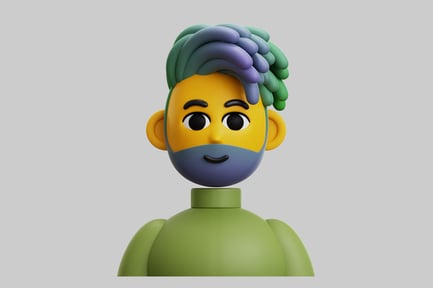 Preview: Cartoon man with colorful hair