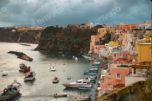 Preview: Beautiful fishing village, Marina Corricella on Procida Island, Bay of Naples, Italy.
