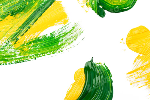 Preview: green stroke of the paint brush on white paper