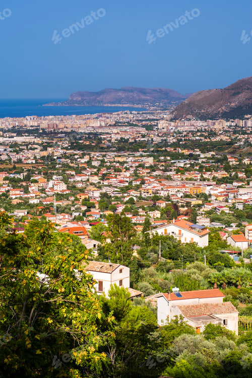 Preview: Cityscape of Palermo (Palermu) seen from Monreale, Sicily, Italy, Europe