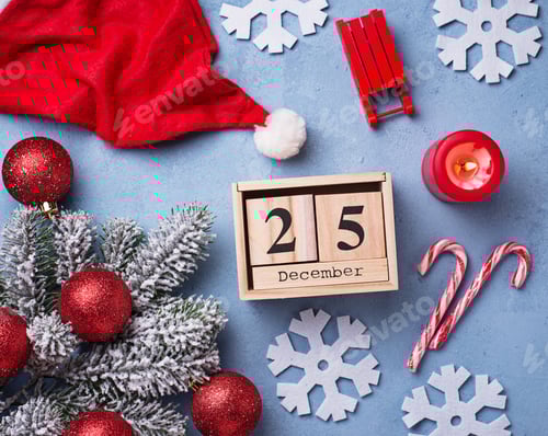 Visualização: Fundo de Natal com calendário de madeira