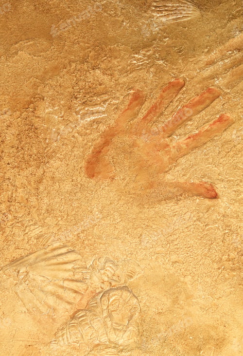 Preview: Red hand print on stone