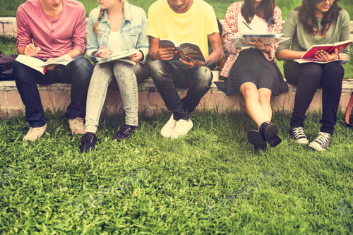 Preview: Young Diverse Group Studying Outdoors Concept