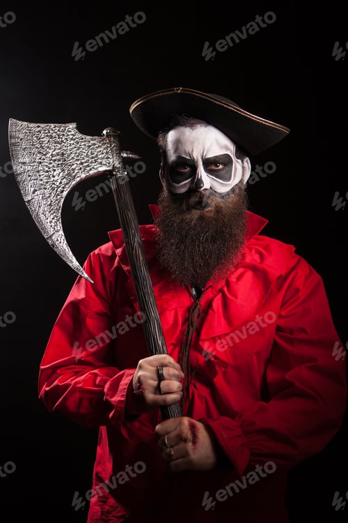 Preview: Bearded crazy pirate with his axe