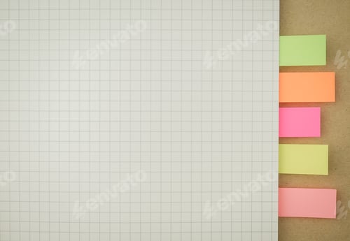 Preview: Blank Graph Paper Note Book And Stick Note For Background