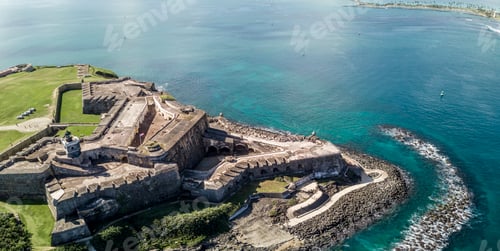 Preview: Aerial panorama of El Morro fort and San Juan, Puerto Rico.