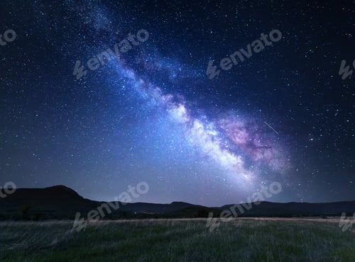 Preview: Beautiful night sky with the full moon and stars