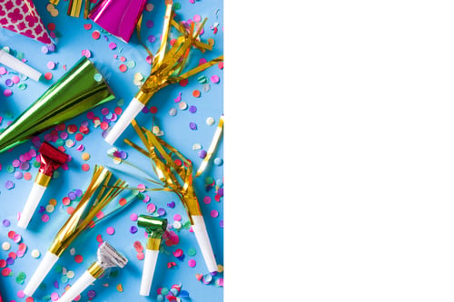 Preview: Colorful party celebration with confetti and noisemakers