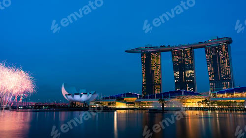 Preview: Singapore city skyline with modern skyscraper architecture building for concept of financial
