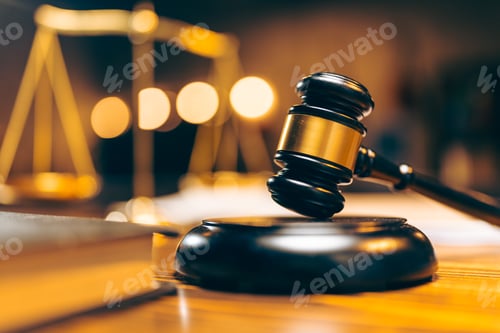 Preview: law and authority lawyer concept, judgment gavel hammer in court courtroom for crime judgement