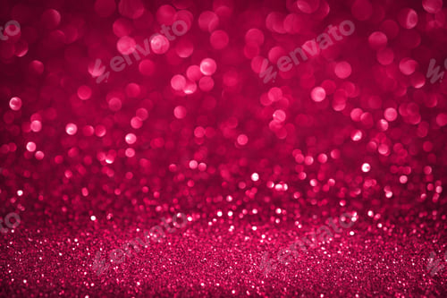 Preview: Viva Magenta bokeh lights background. Unfocused abstract red glitter holiday background. Christmas,