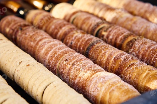 Preview: Trdelnik - grilled rolled dough, Czech hot sweet pastry