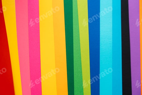 Preview: ertical stripes of rainbow-colored neon paper, bold and vibrant.