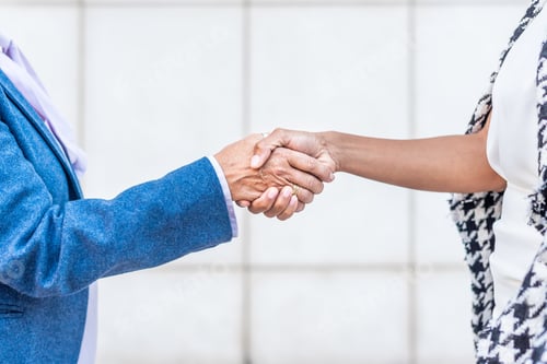 Preview: close-up of handshake between two people of different ethnics