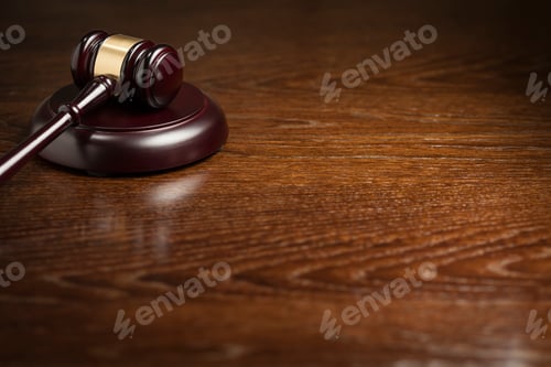 Preview: Wooden Gavel Abstract on Table