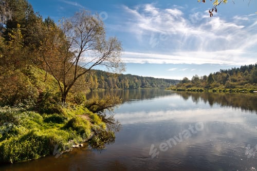 Preview: landscape of a beautiful wide river on a sunny day