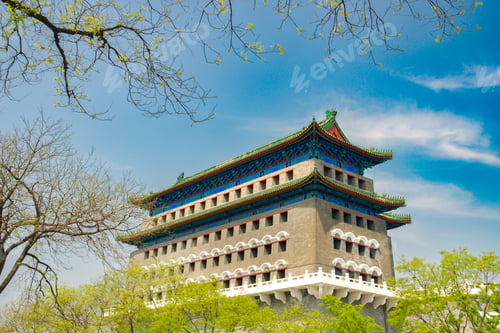 Preview: Traditional Chinese Architecture with Ornate Roof and Historical Design