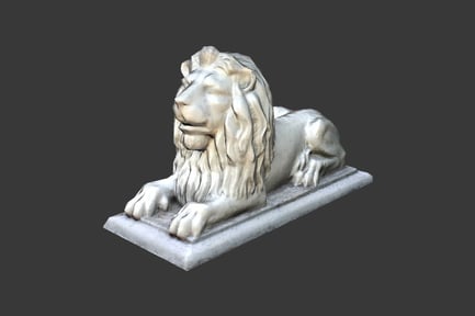 Preview: Recumbent lion statue on plinth