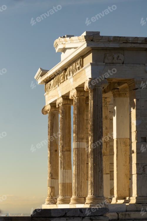 Preview: Exterior shot of a large and impressive Pantheon in Athens, Greece with pillars